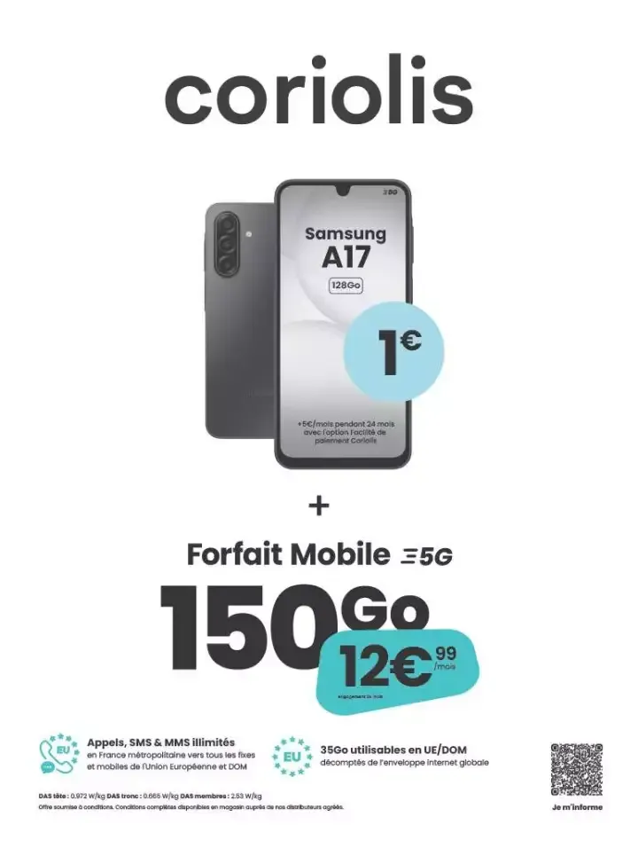 Pack Samsung A17 128 Go avec forfait 150 Go